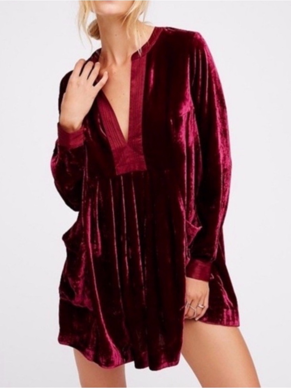 Free People Red Velvet Tunic Dress